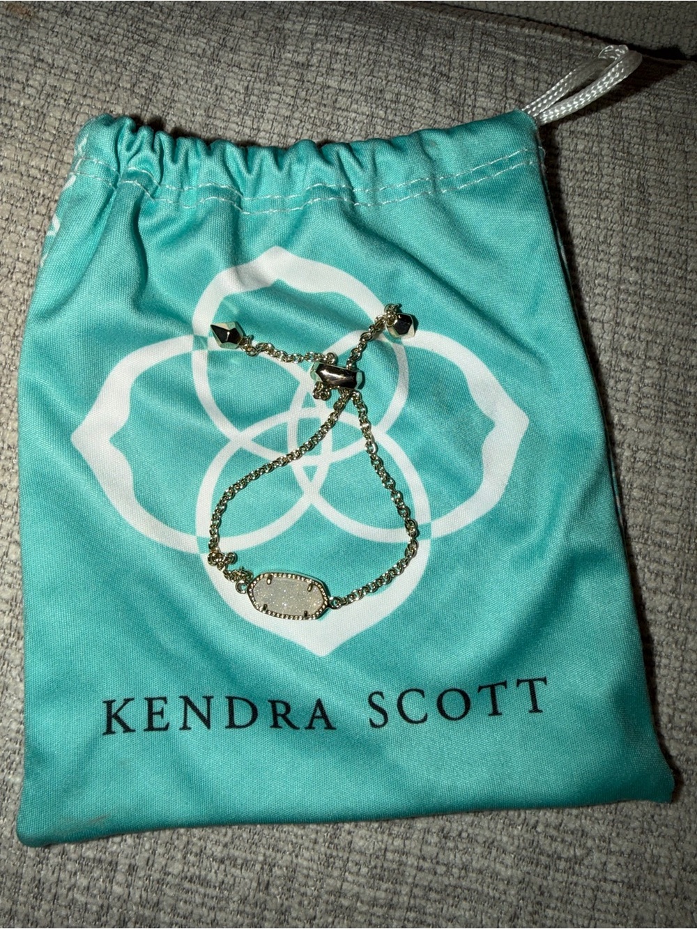 Kendra Scott Elaina White Sparkle Stone Silver Bracelet